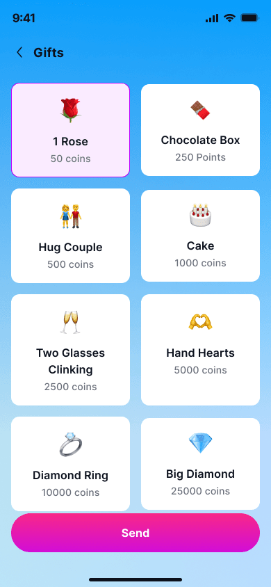 Kikit Virtual Gifts Interface